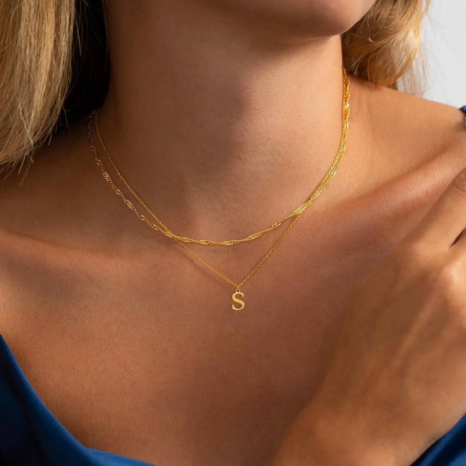 Gold Initial Necklaces for Women Dainty Layered Letter Pendant Necklace Cute Choker Necklace Teen Gift Trendy Stuff Personalized Jewelry Stack for Women Her