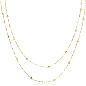 Gold Layered Necklaces for Women, Dainty Gold Choker Necklace,14K Gold Plated Herringbone Cable Link Chain Heart Pendant Necklace Set for Women, Surgical Steel Womens Chain