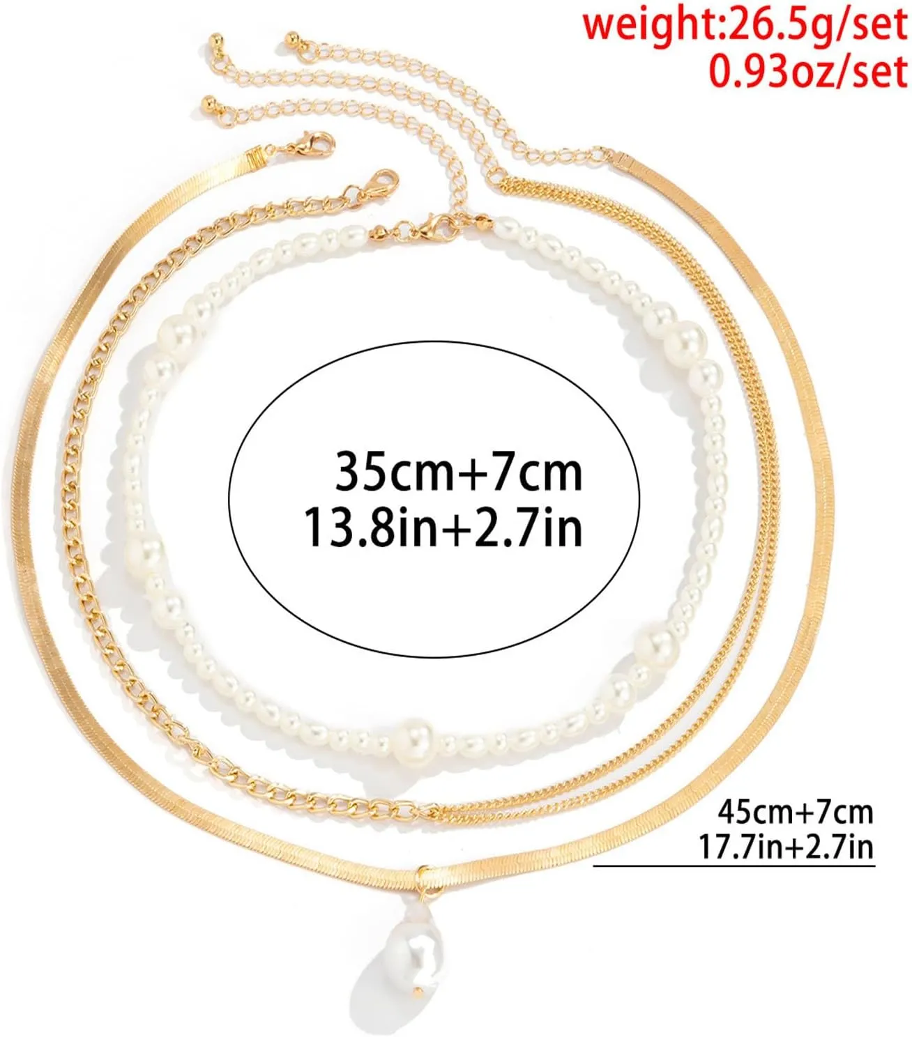 Gold Layered Necklaces for Women Dainty Pearl Pendant Necklace for Women Multilayer Baroque Pearl Necklace Boho Link Chain Necklace Jewelry Gifts