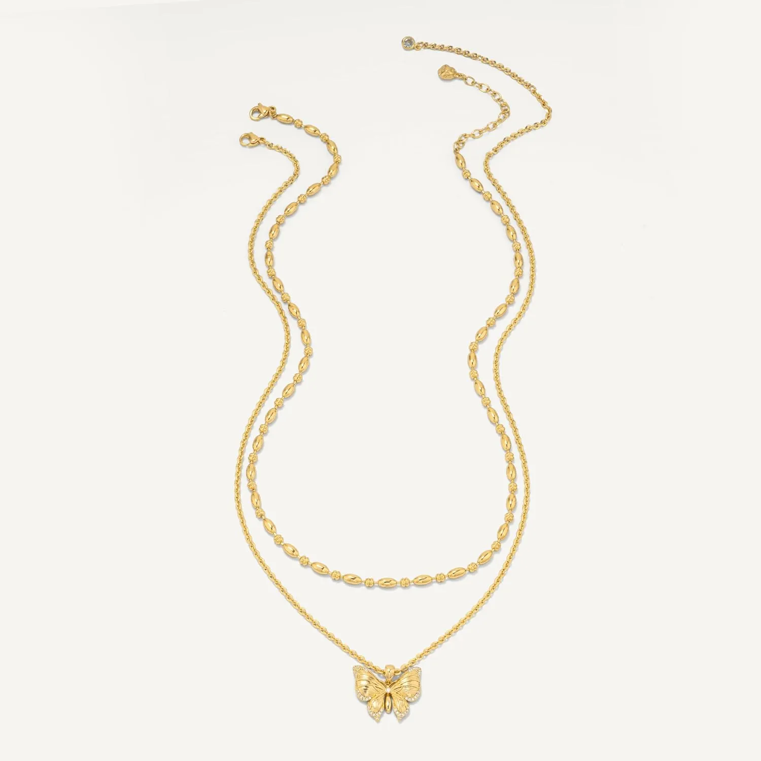 Gold Layered Necklaces Set For Women | 14K Gold Plated Handmade Cuban Link Figaro Cable Satellite Paperclip Chain Choker Necklace | CZ Heart Butterfly Square Cross Pendant Necklace Jewelry Gift Sets