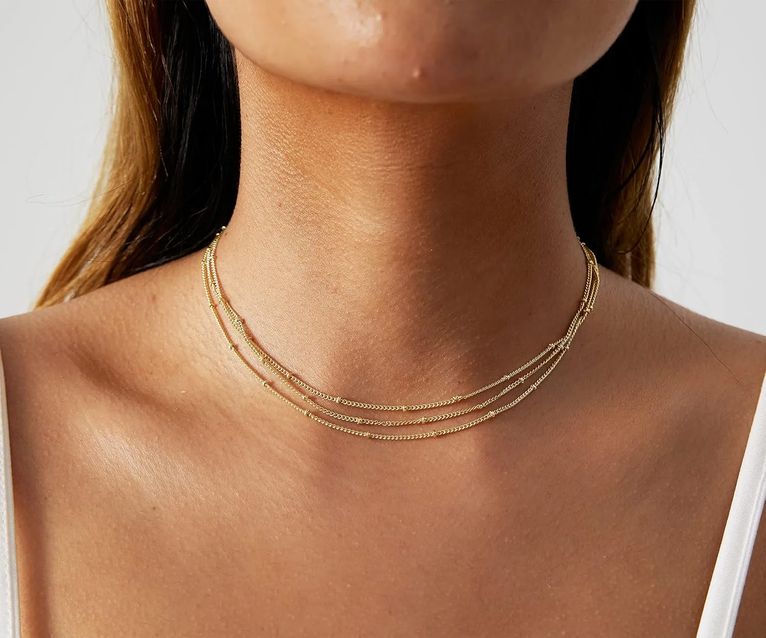 Gold/Silver Layered Necklace for Women Stylish Minimalist Multilayer Pendant Necklaces Dainty Satellite Paperclip Chain Pearl Necklace Handmade Everyday Jewelry Gift