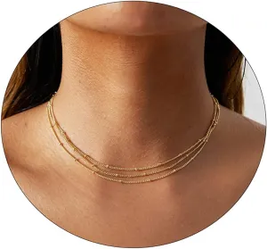 Gold/Silver Layered Necklace for Women Stylish Minimalist Multilayer Pendant Necklaces Dainty Satellite Paperclip Chain Pearl Necklace Handmade Everyday Jewelry Gift