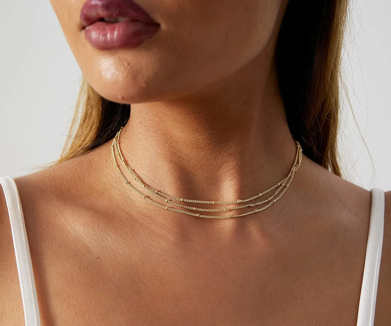 Gold/Silver Layered Necklace for Women Stylish Minimalist Multilayer Pendant Necklaces Dainty Satellite Paperclip Chain Pearl Necklace Handmade Everyday Jewelry Gift