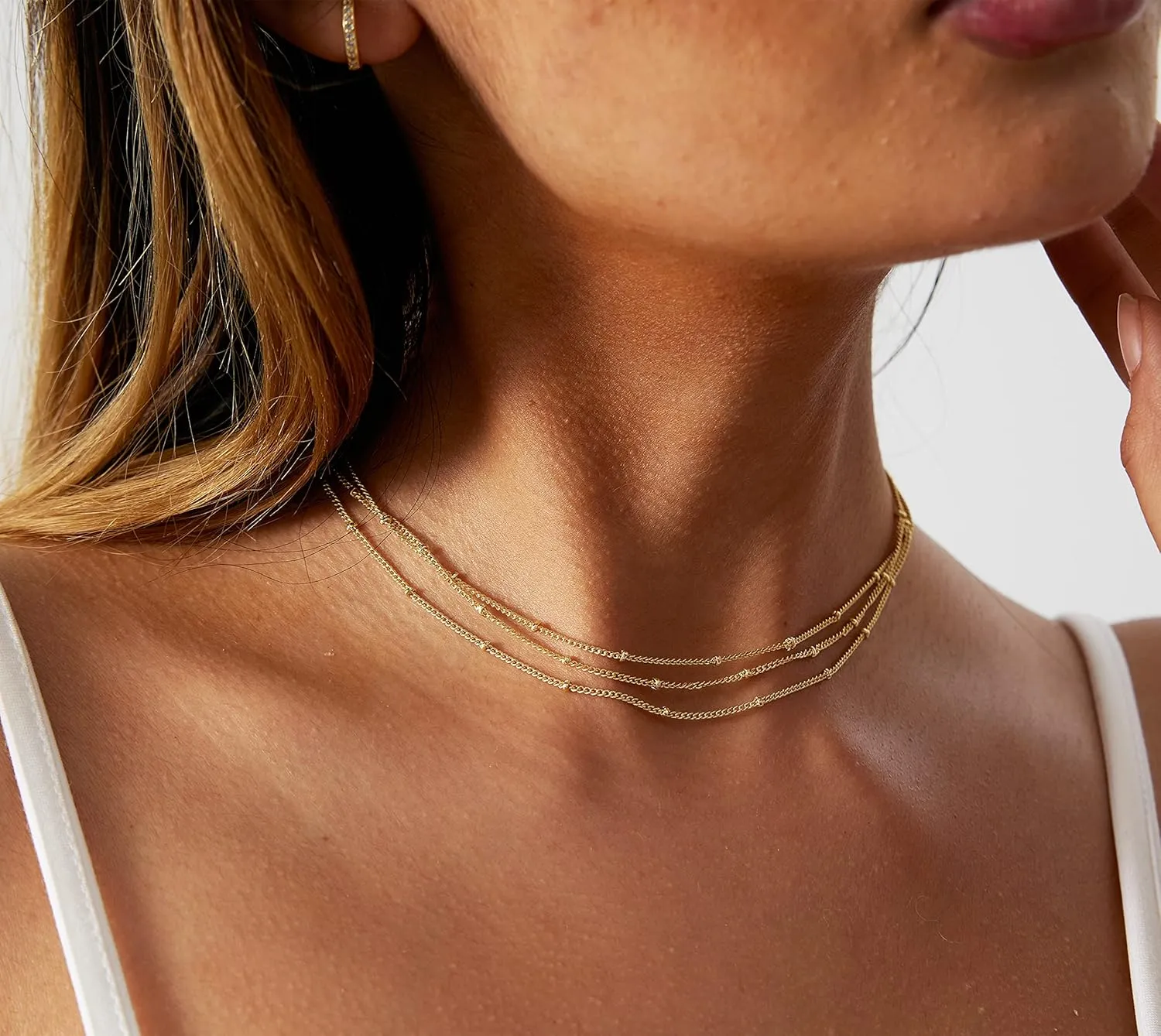 Gold/Silver Layered Necklace for Women Stylish Minimalist Multilayer Pendant Necklaces Dainty Satellite Paperclip Chain Pearl Necklace Handmade Everyday Jewelry Gift