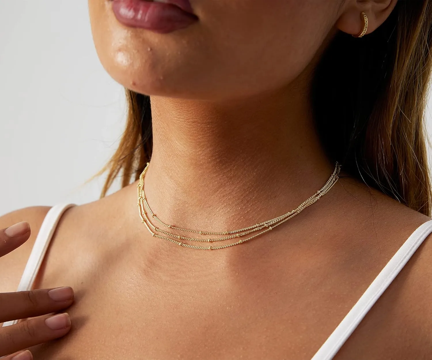 Gold/Silver Layered Necklace for Women Stylish Minimalist Multilayer Pendant Necklaces Dainty Satellite Paperclip Chain Pearl Necklace Handmade Everyday Jewelry Gift