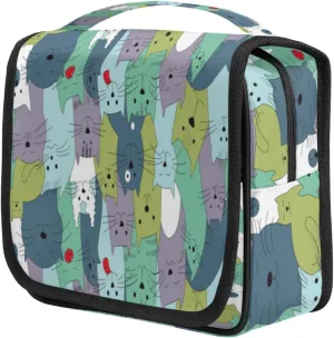 Graceful Cat Travel Toiletry Bag for Women Portable Waterproof Travel Makeup Bag with Hanging Hook Makeup Cosmetic Organizer for Travel Business Trip Camping Bathroom