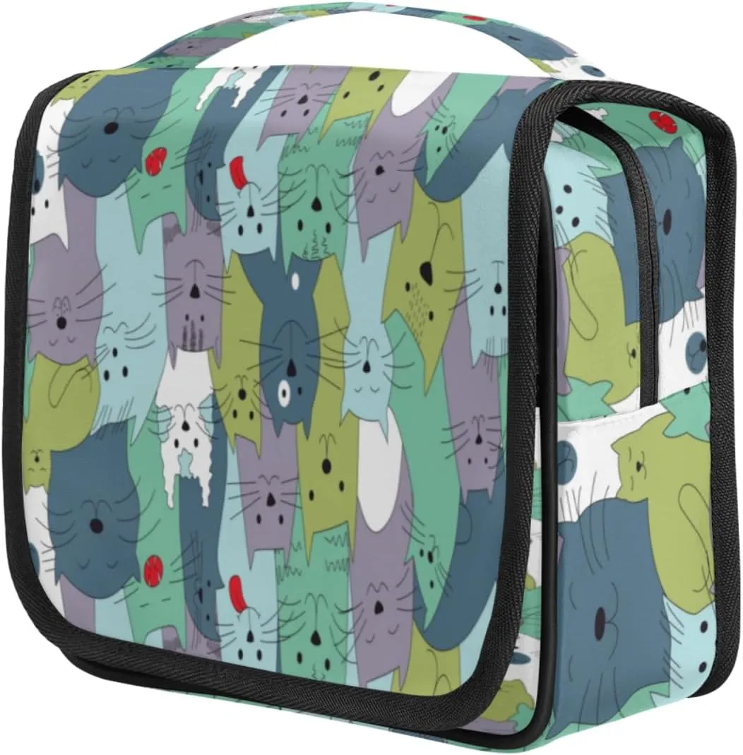 Graceful Cat Travel Toiletry Bag for Women Portable Waterproof Travel Makeup Bag with Hanging Hook Makeup Cosmetic Organizer for Travel Business Trip Camping Bathroom
