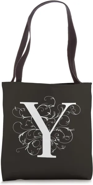 Graceful Flourished "Y" Elegant Monogram Design Tote Bag