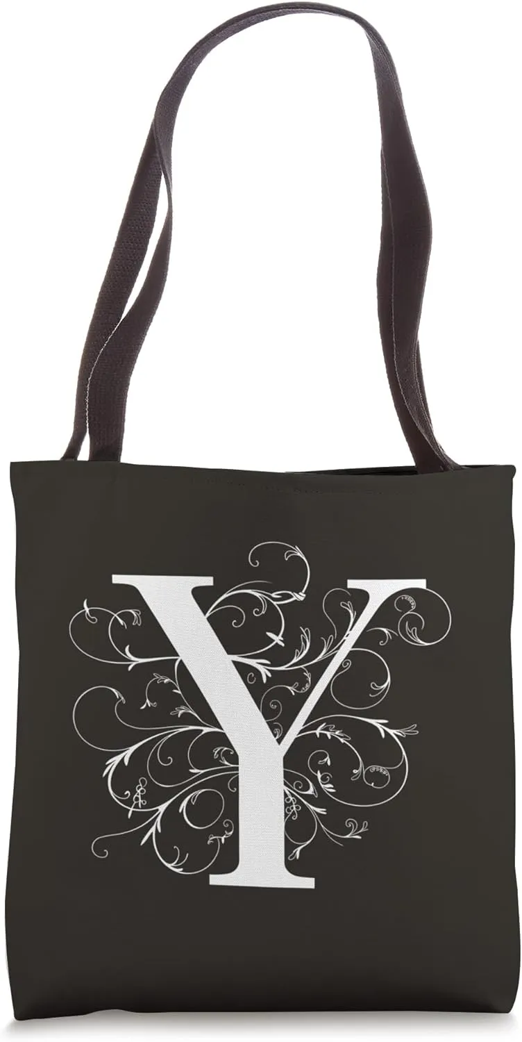 Graceful Flourished "Y" Elegant Monogram Design Tote Bag