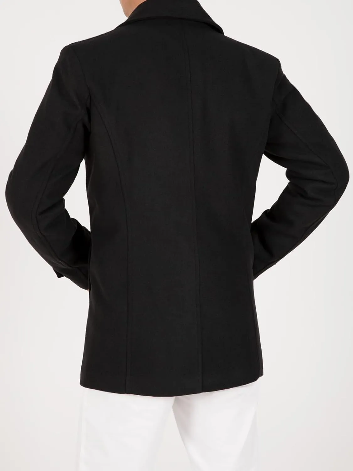 Hacikis Mens Double Breasted Wool Blend Pea Coat Quilted Lined Notched Collar Trench Coats