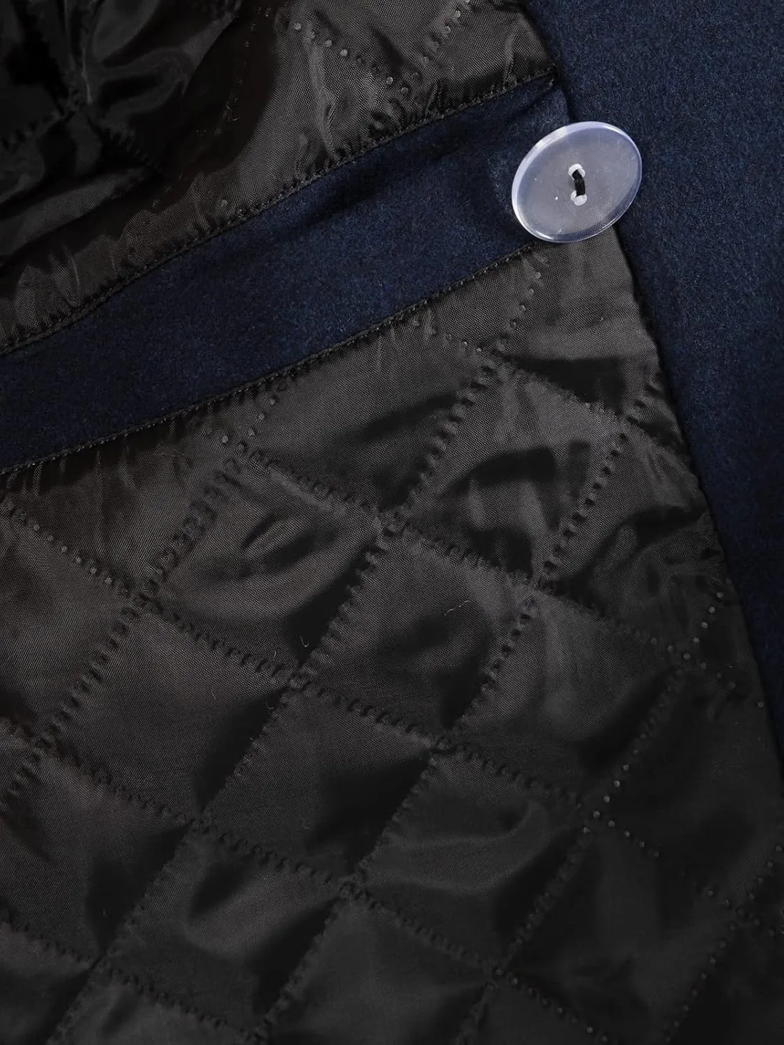 Hacikis Mens Double Breasted Wool Blend Pea Coat Quilted Lined Notched Collar Trench Coats