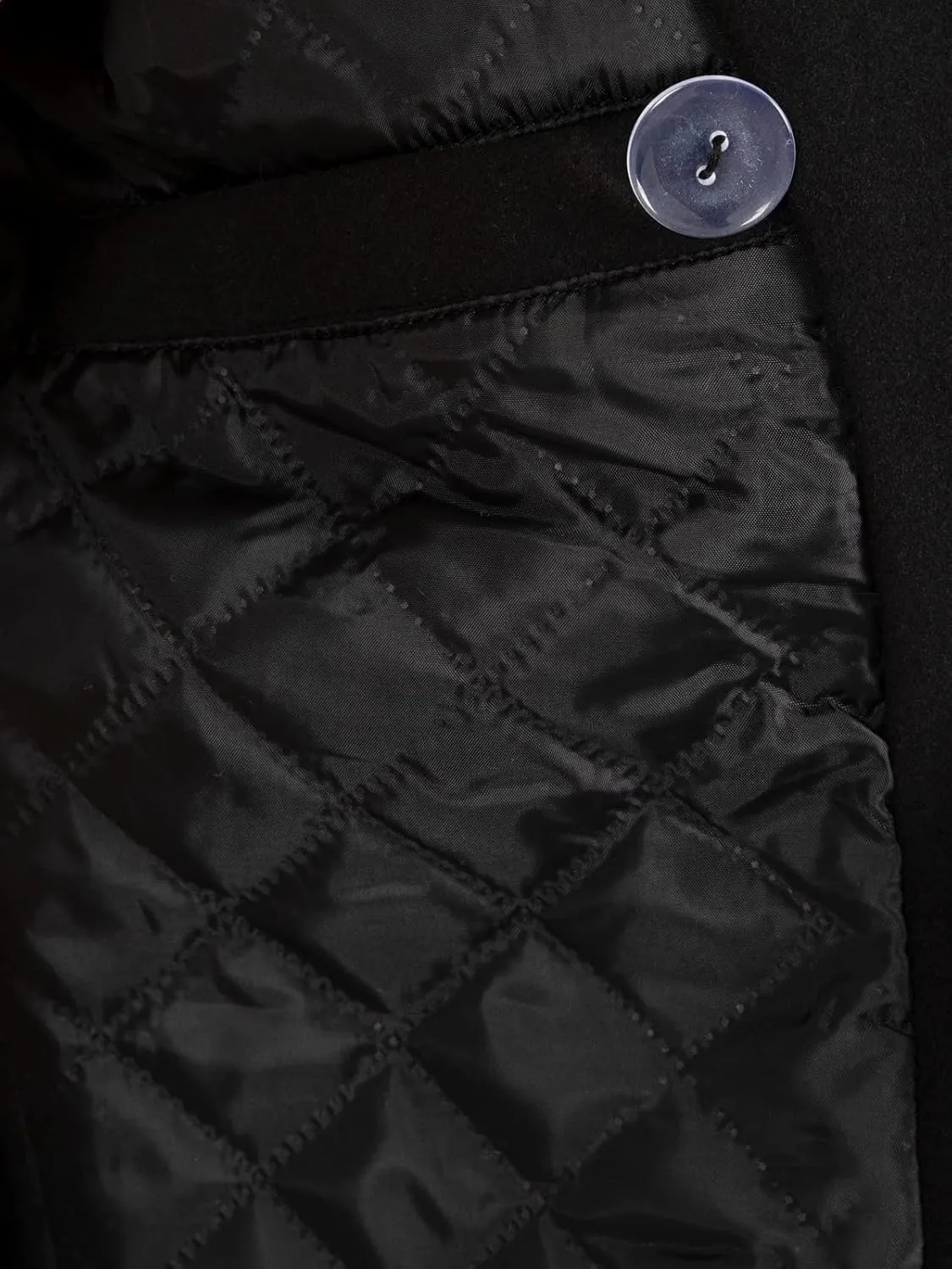 Hacikis Mens Double Breasted Wool Blend Pea Coat Quilted Lined Notched Collar Trench Coats