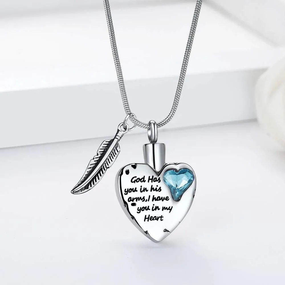 Heart Urn Necklace for Ashes Stainless Steel Cremation Jewelry for Ashes Keepsake Necklaces 