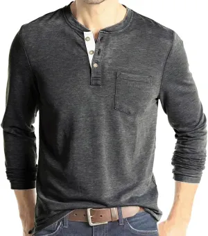 Henley Shirts Men's Long Sleeve T-Shirt Button Casual Shirt Classic Lightweight Cotton Tops