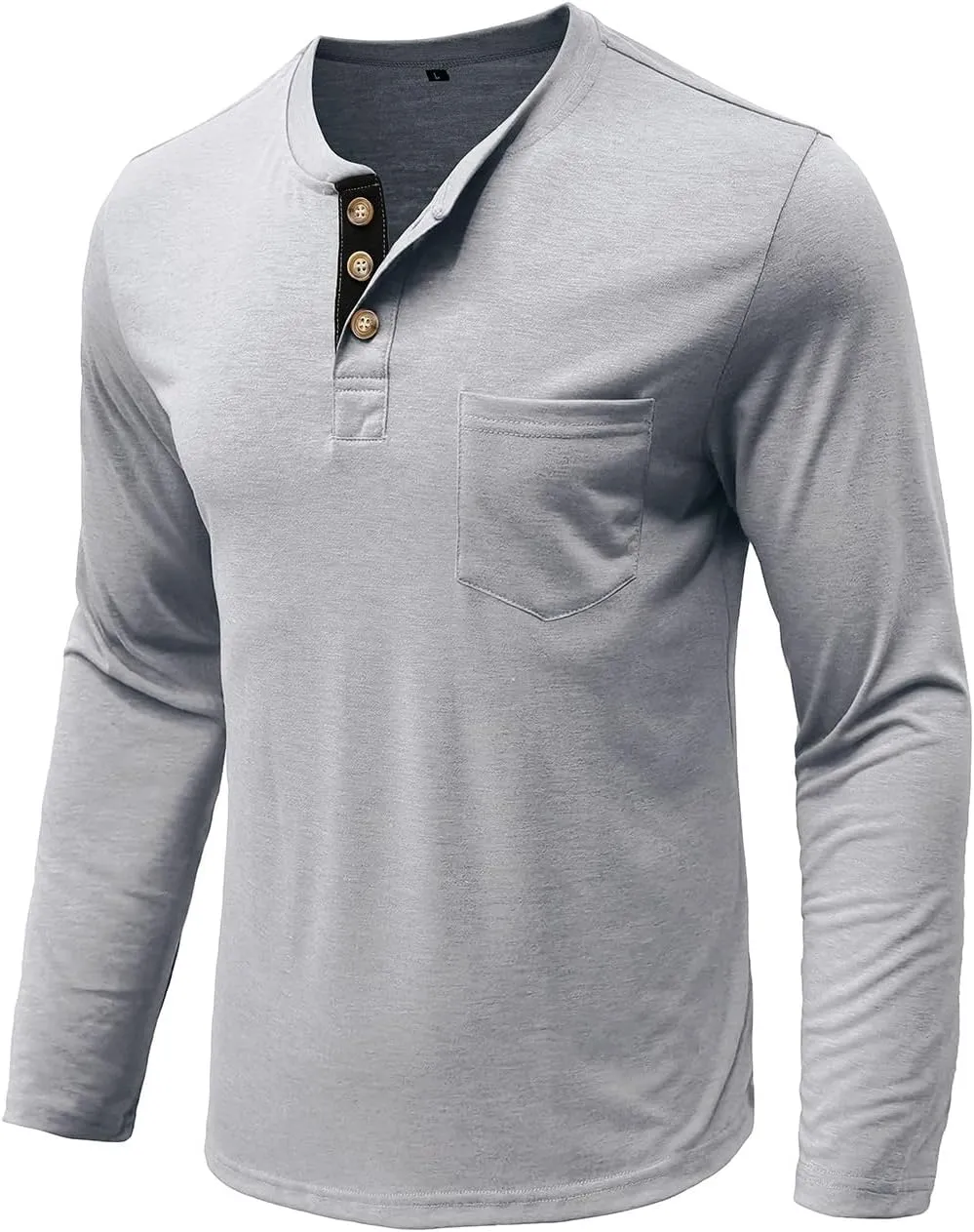 Henley Shirts Men's Long Sleeve T-Shirt Button Casual Shirt Classic Lightweight Cotton Tops