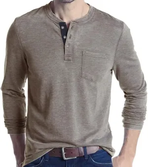 Henley Shirts Men's Long Sleeve T-Shirt Button Casual Shirt Classic Lightweight Cotton Tops