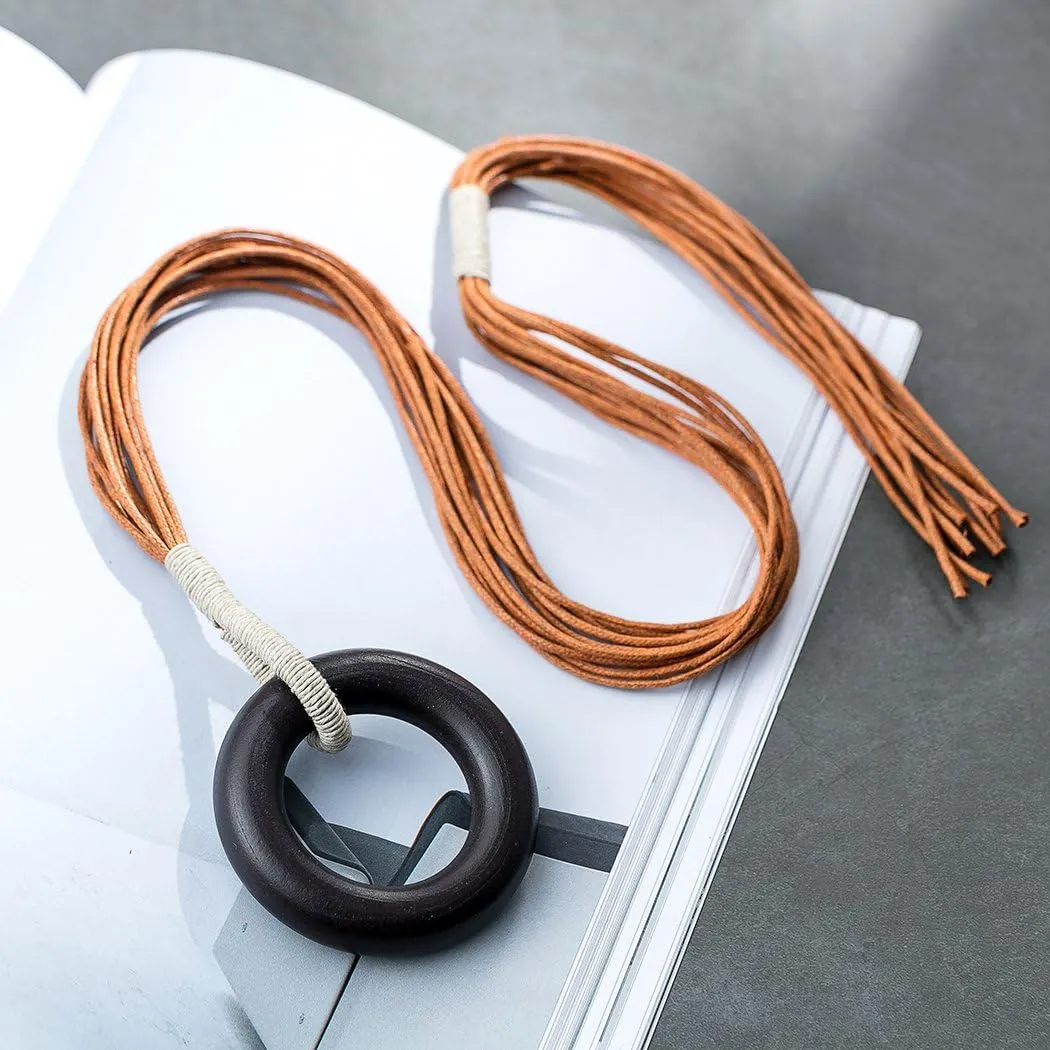Hotsale Handmade Women Long Necklaces Jewelry Black Sandalwood Vintage Statement Necklace for Women