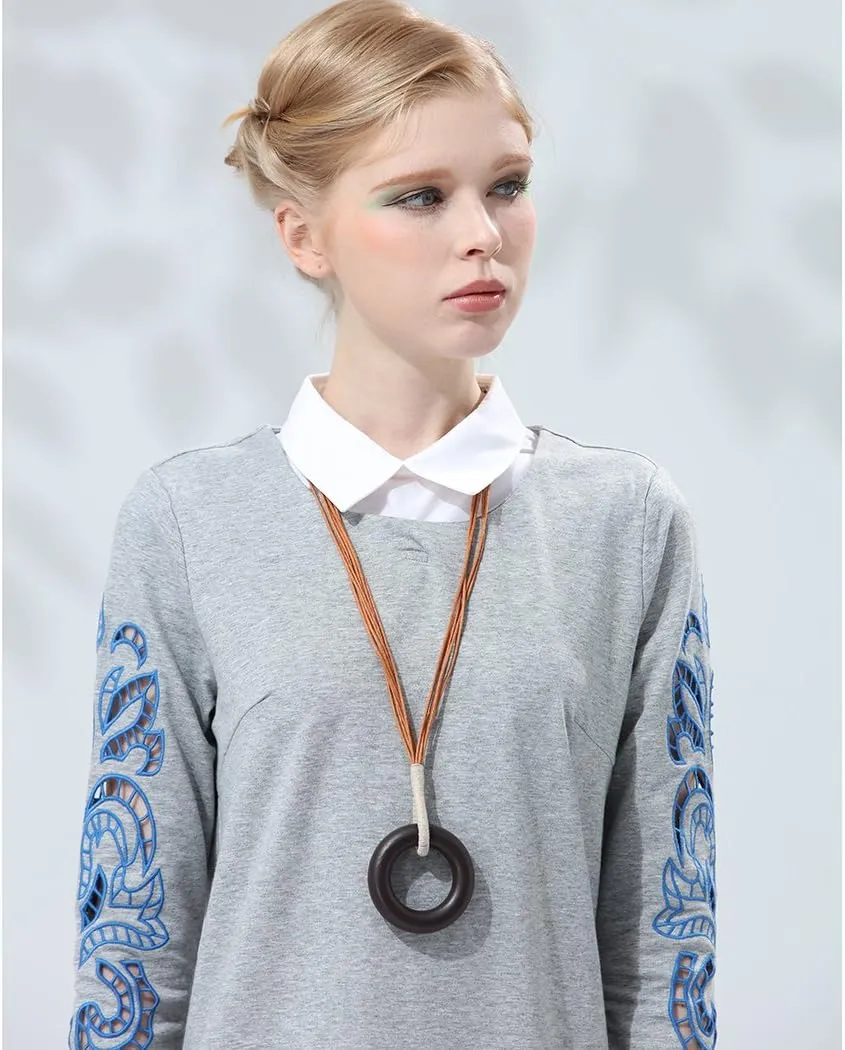 Hotsale Handmade Women Long Necklaces Jewelry Black Sandalwood Vintage Statement Necklace for Women