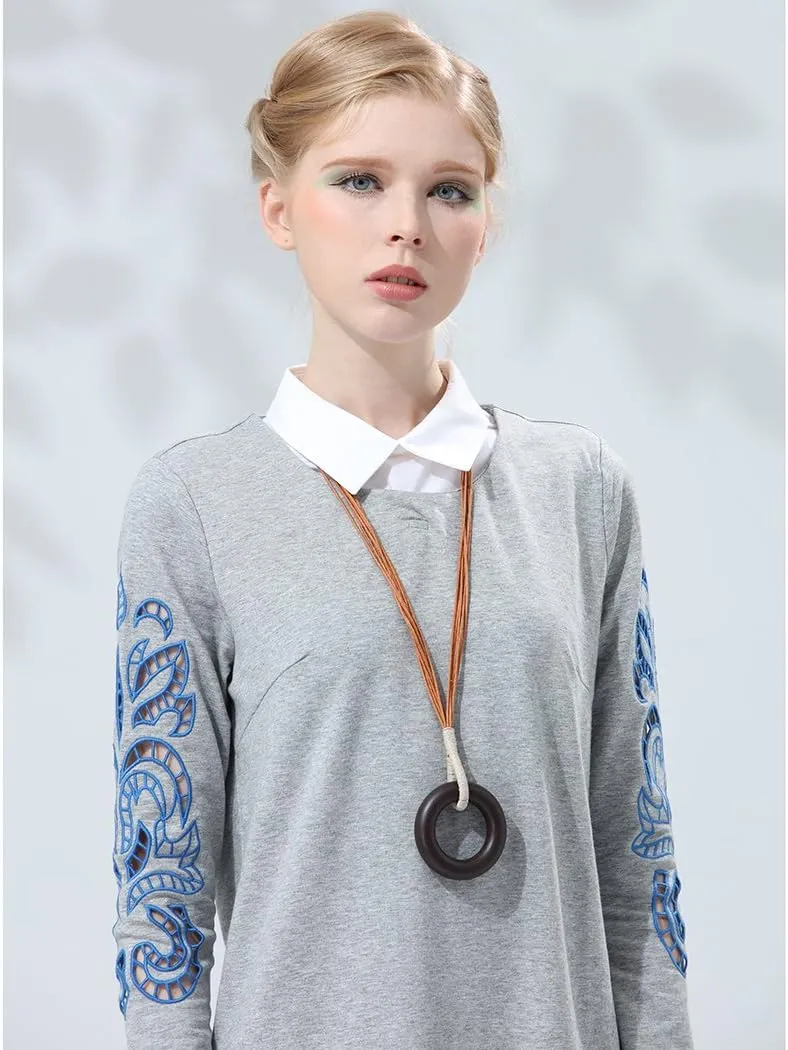 Hotsale Handmade Women Long Necklaces Jewelry Black Sandalwood Vintage Statement Necklace for Women