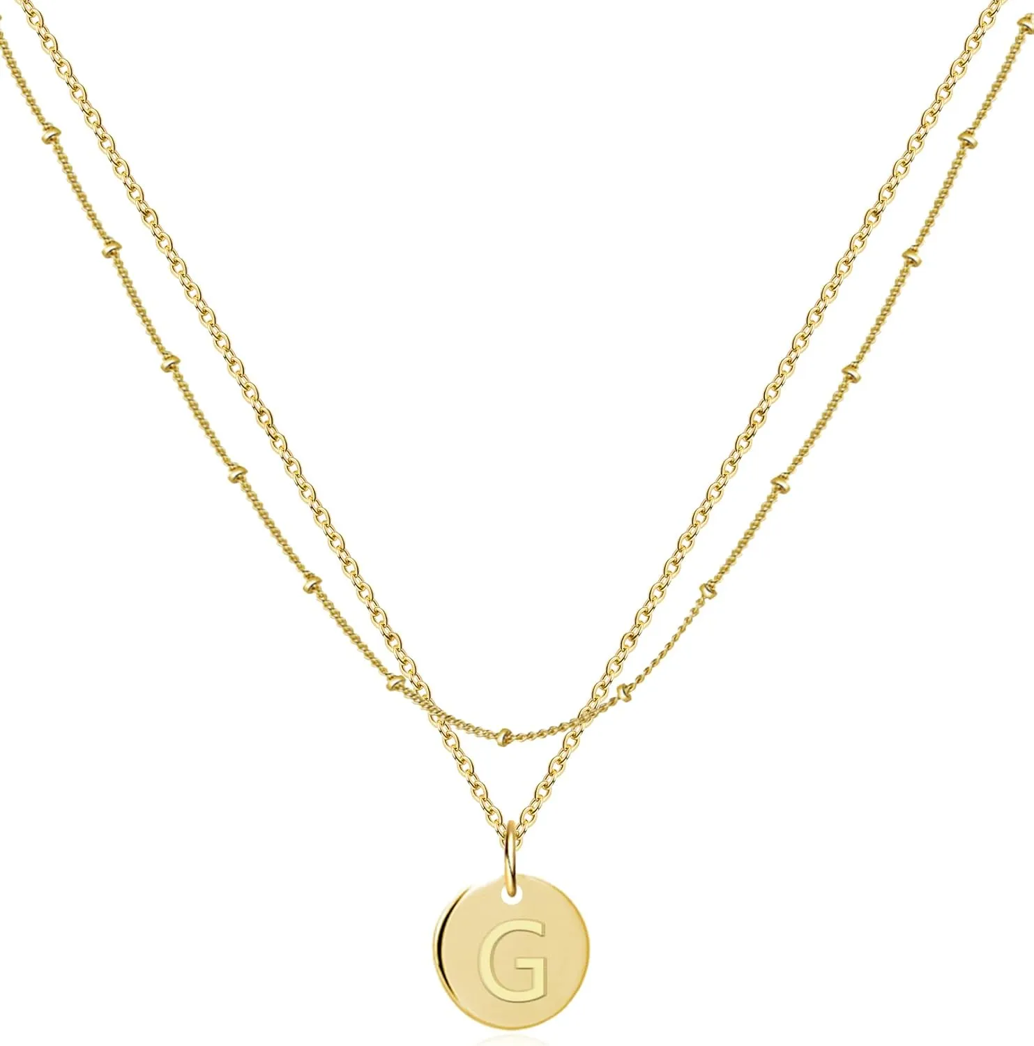 HUASAI Layered Initial Necklaces for Women Letter A-Z Pendant Choker Necklace for Personalized Initial Coin Tag Pendant Necklace Jewelry Gifts