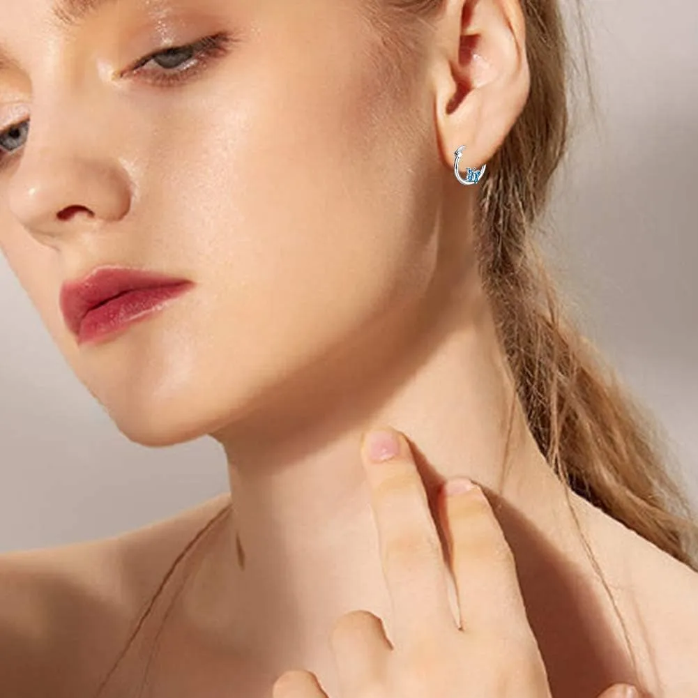 Hypoallergenic Panda/Unicorn/Hummingbird/Dolphin Hoop Earrings for Women 925 Sterling Silver Animal Huggie Hoop Earrings Jewelry Gifts for Sensitive Ears