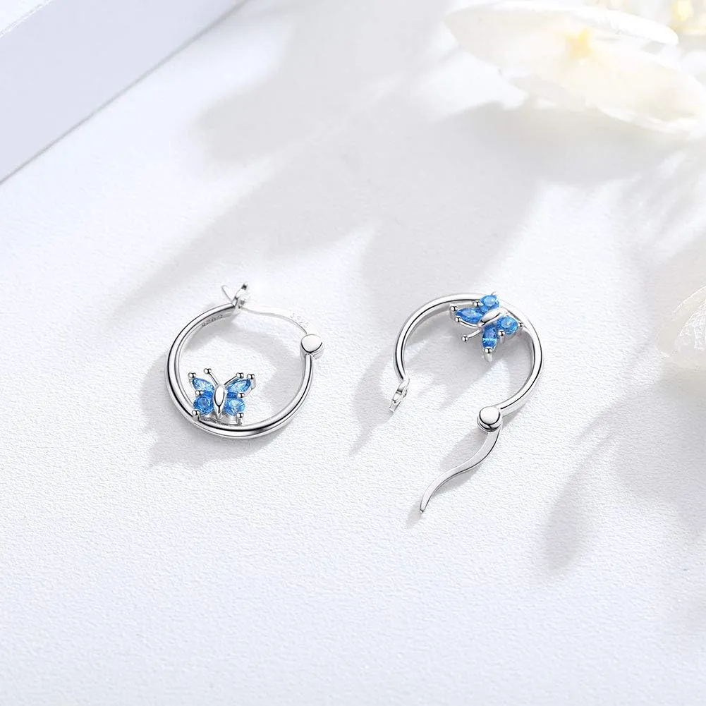 Hypoallergenic Panda/Unicorn/Hummingbird/Dolphin Hoop Earrings for Women 925 Sterling Silver Animal Huggie Hoop Earrings Jewelry Gifts for Sensitive Ears
