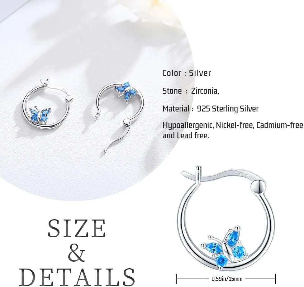 Hypoallergenic Panda/Unicorn/Hummingbird/Dolphin Hoop Earrings for Women 925 Sterling Silver Animal Huggie Hoop Earrings Jewelry Gifts for Sensitive Ears