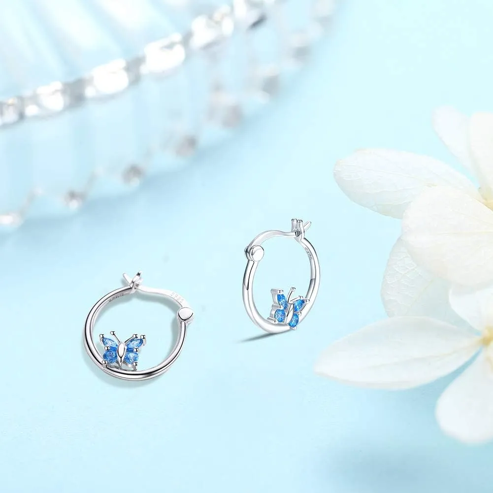 Hypoallergenic Panda/Unicorn/Hummingbird/Dolphin Hoop Earrings for Women 925 Sterling Silver Animal Huggie Hoop Earrings Jewelry Gifts for Sensitive Ears