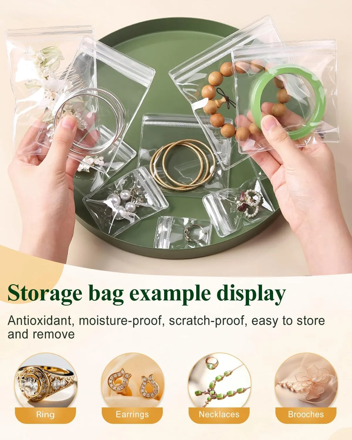 Jewelry Pouches Clear Travel PVC Jewelry Organizer, 100Pcs for Earrings Rings Necklaces Organizer bags