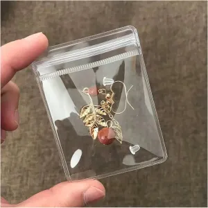 Jewelry Pouches Clear Travel PVC Jewelry Organizer, 100Pcs for Earrings Rings Necklaces Organizer bags