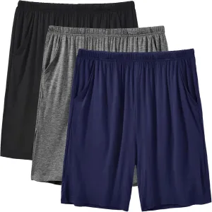 JINSHI Mens Pajama Shorts Soft Comfortable Lightweight Elastic Drawstring Men Lounge Sleep Shorts with Pockets