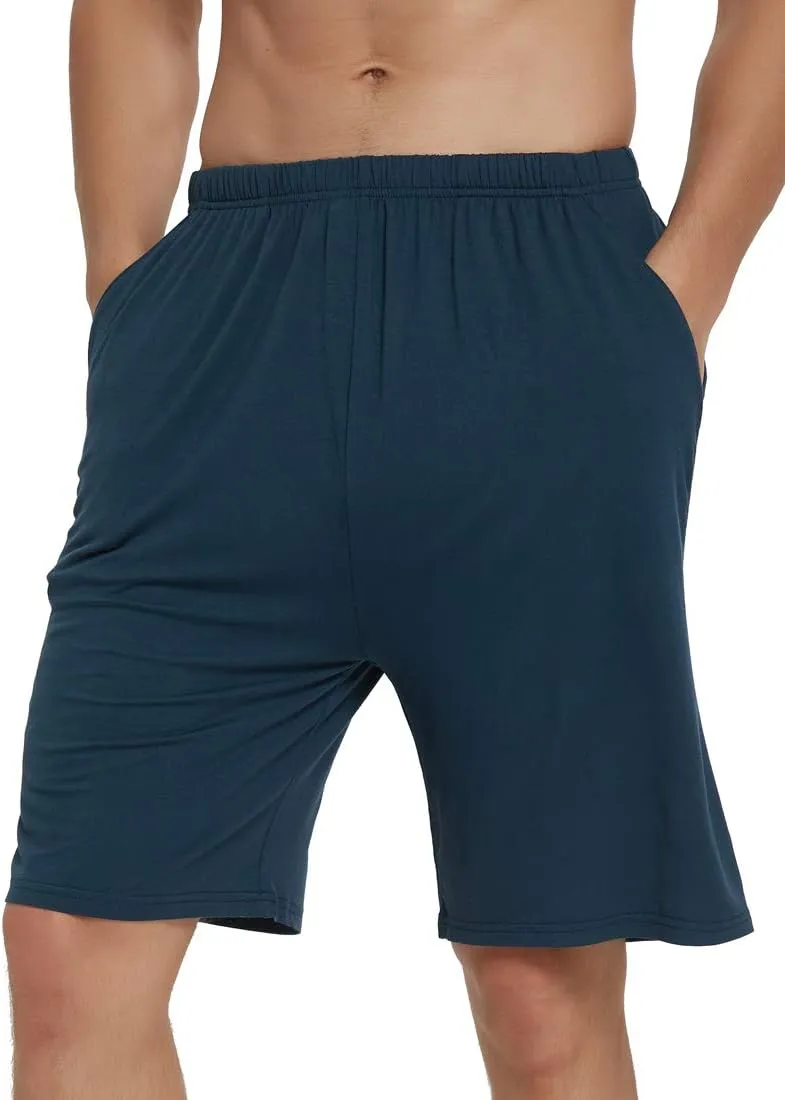 JINSHI Mens Pajama Shorts Soft Comfortable Lightweight Elastic Drawstring Men Lounge Sleep Shorts with Pockets