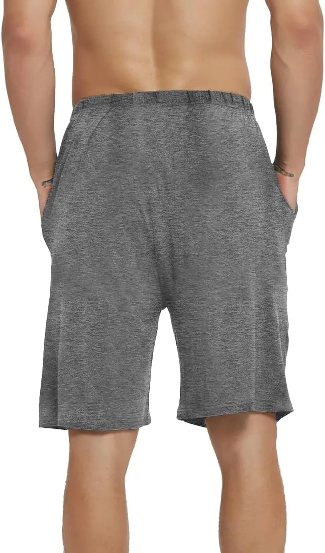 JINSHI Mens Pajama Shorts Soft Comfortable Lightweight Elastic Drawstring Men Lounge Sleep Shorts with Pockets