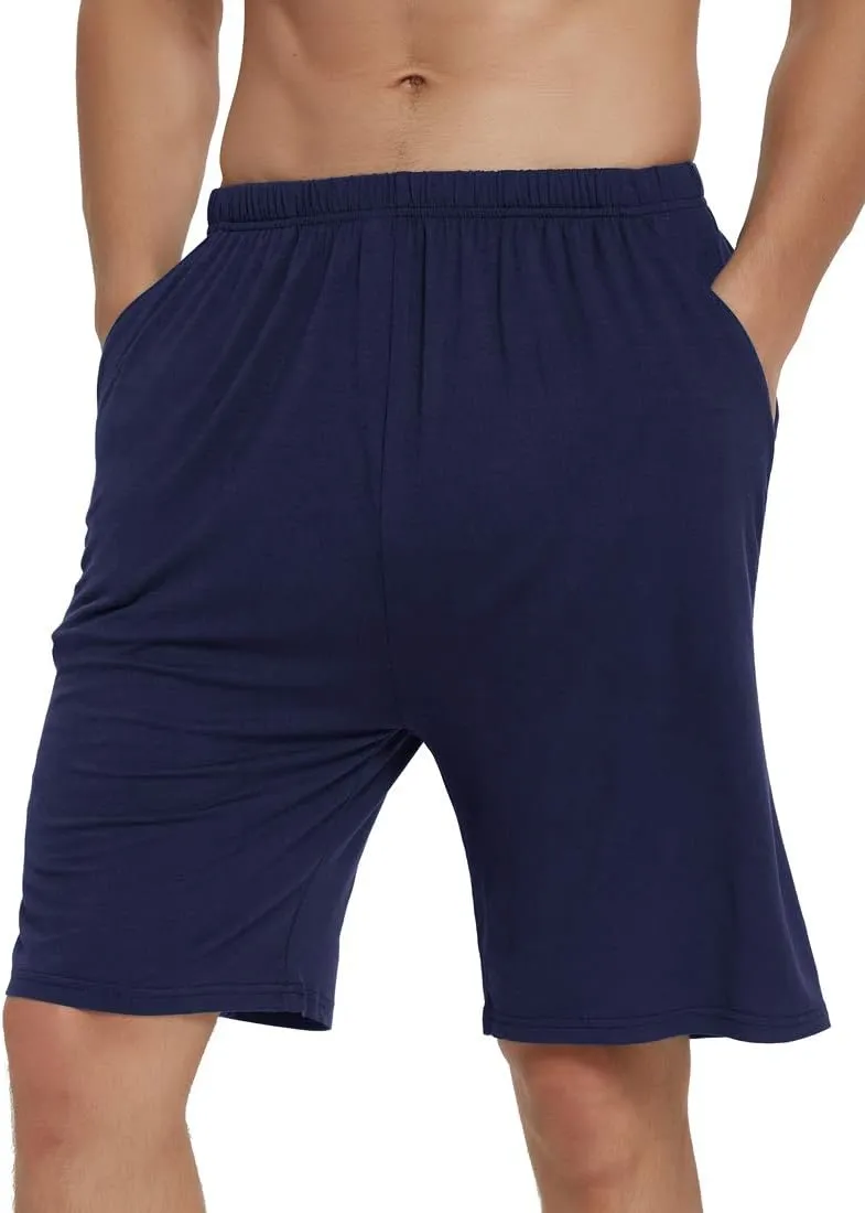 JINSHI Mens Pajama Shorts Soft Comfortable Lightweight Elastic Drawstring Men Lounge Sleep Shorts with Pockets