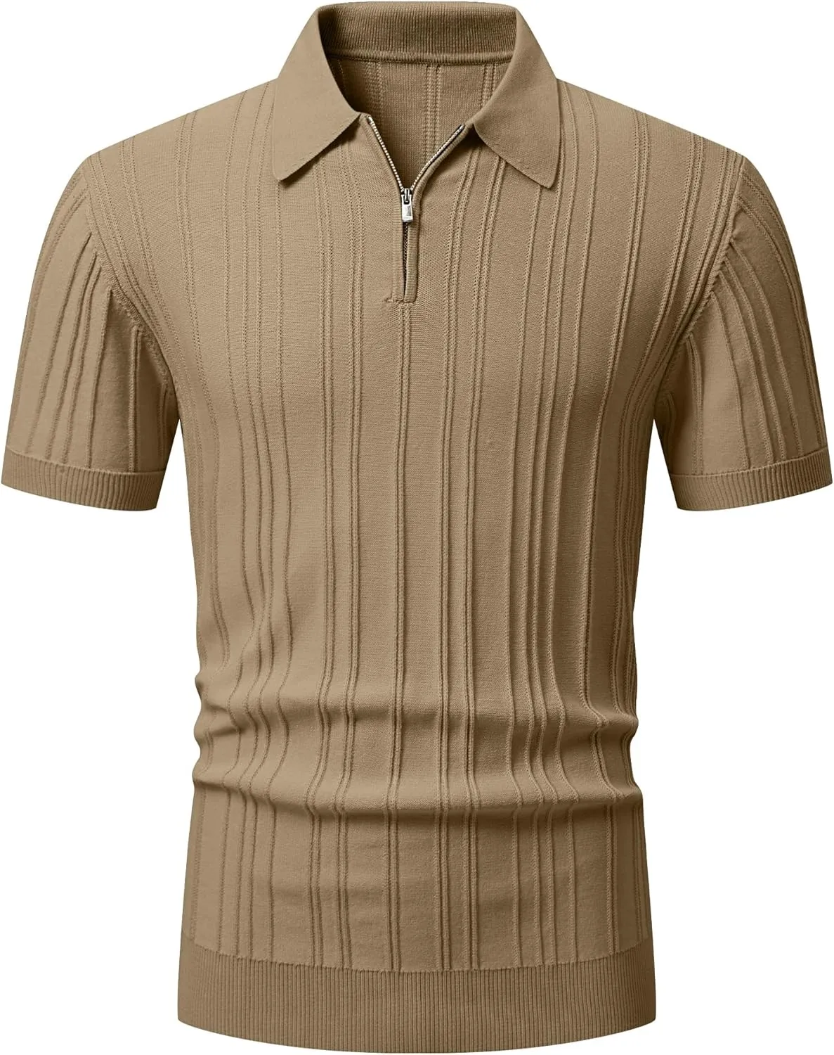 JMIERR Mens Casual Polo Shirt Short Sleeve Classic Fit Knit T Shirt Golf Shirts with Zipper