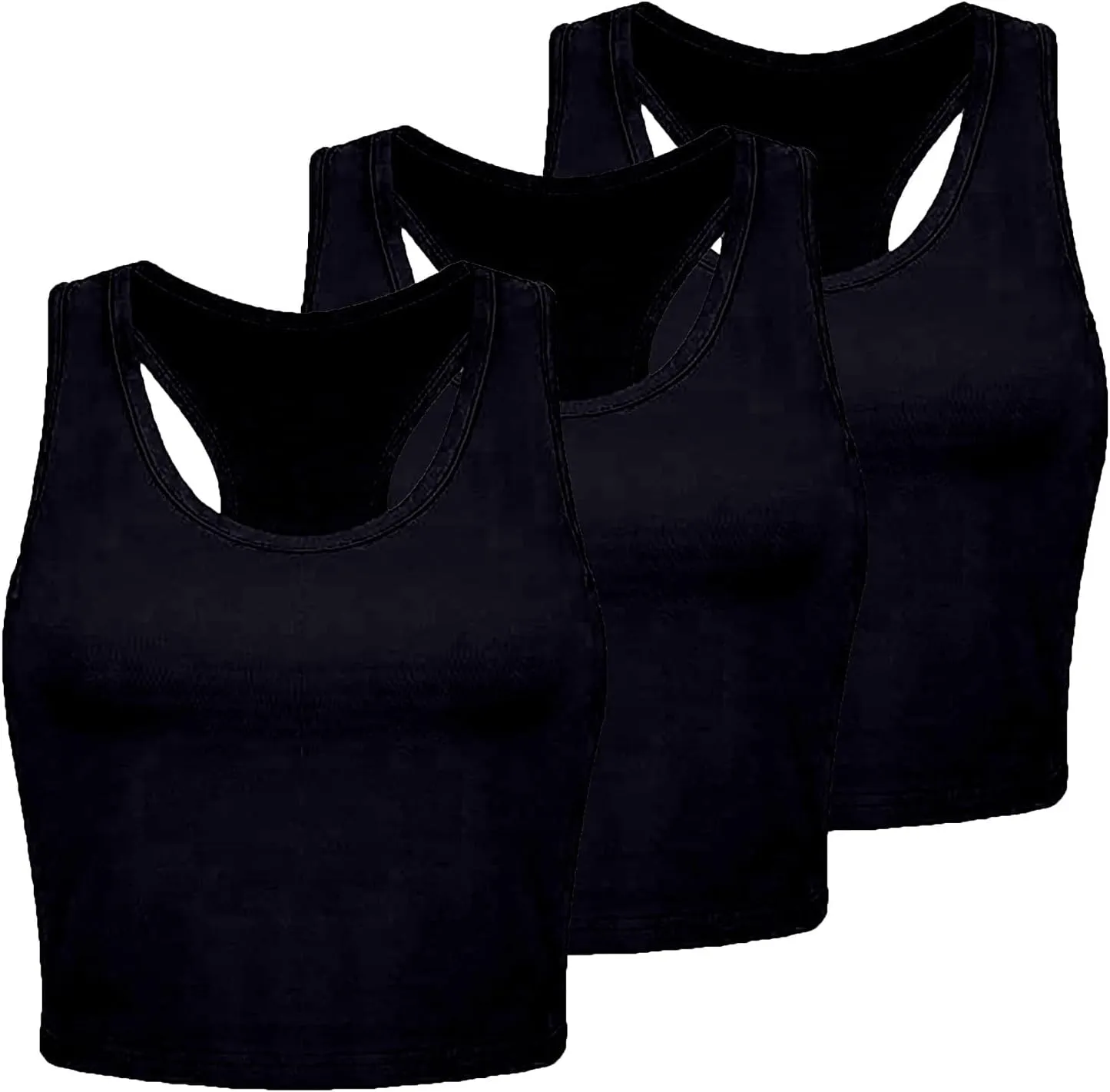 JOYO Women's 3 Piece Tank Tops Ribbed Seamless Workout Exercise Shirts Yoga Crop Tops Camisole Cotton Blouse for Women