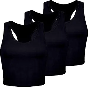 JOYO Women's 3 Piece Tank Tops Ribbed Seamless Workout Exercise Shirts Yoga Crop Tops Camisole Cotton Blouse for Women