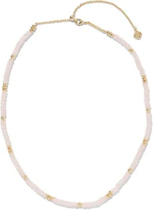 Kendra Scott Deliah Strand Necklace Gold Rose Quartz One Size