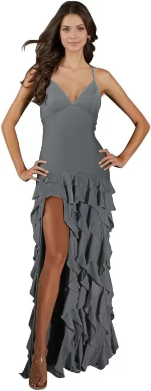 kosoze Tiered Chiffon Prom Dresses 2025 Ruffle Spaghetti Straps Evening Party Dress with Slit