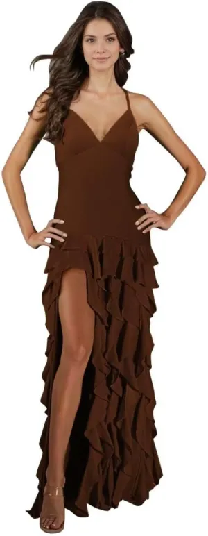 kosoze Tiered Chiffon Prom Dresses 2025 Ruffle Spaghetti Straps Evening Party Dress with Slit