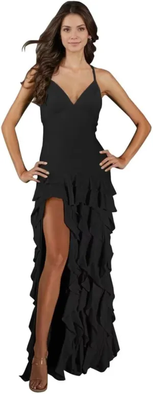 kosoze Tiered Chiffon Prom Dresses 2025 Ruffle Spaghetti Straps Evening Party Dress with Slit