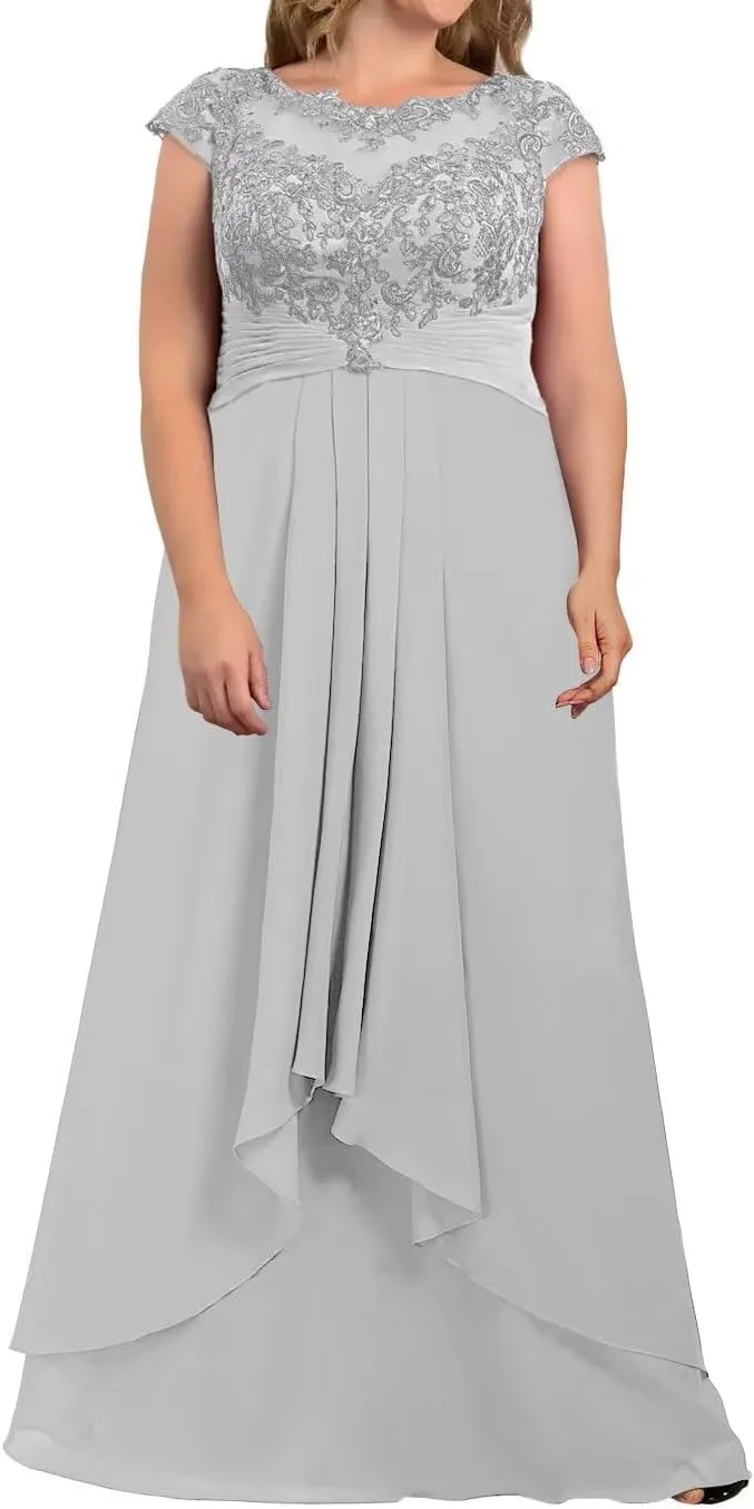 Lace Plus Size Mother of The Bride Dresses for Wedding Long Chiffon Wedding Guest Dresses for Women