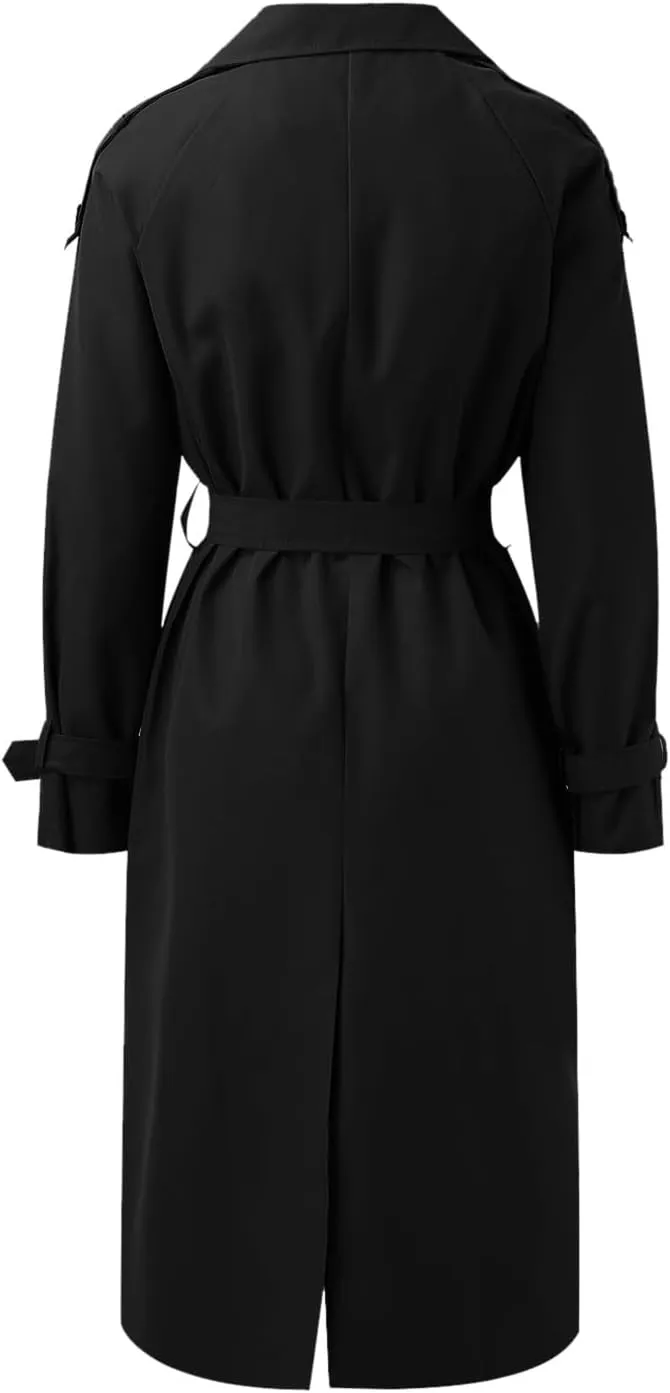 Ladies Mid Length Casual Versatile Trench Coat Western Jacket Business Bright Coats Baggy Comfortable Luxury