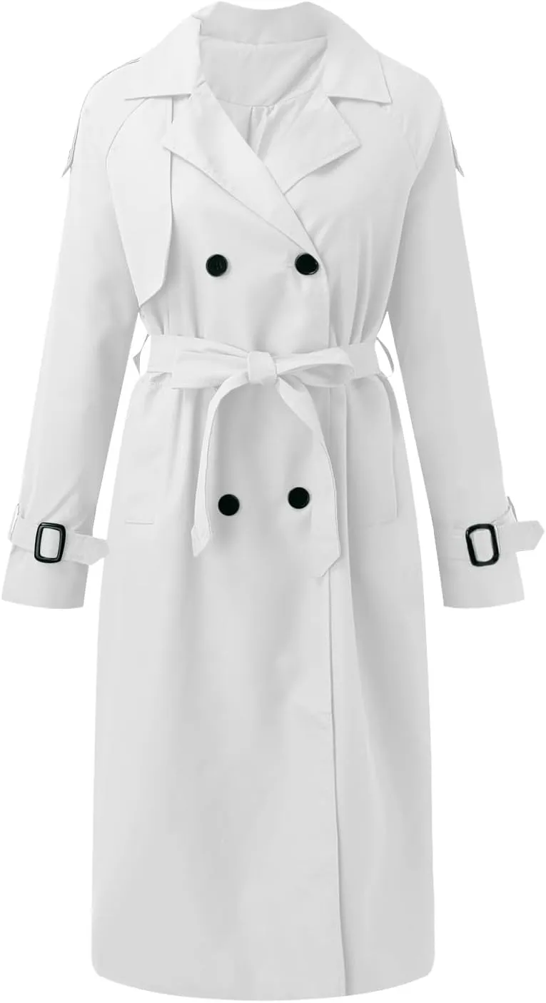 Ladies Mid Length Casual Versatile Trench Coat Western Jacket Business Bright Coats Baggy Comfortable Luxury