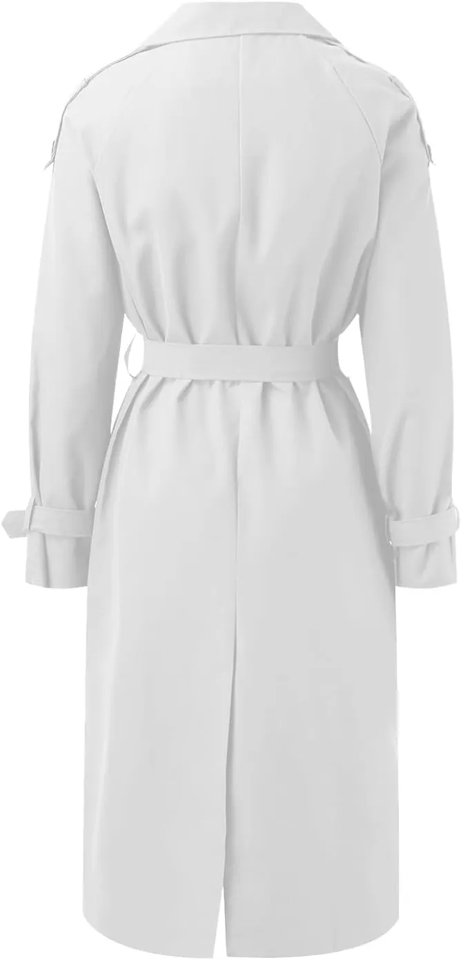 Ladies Mid Length Casual Versatile Trench Coat Western Jacket Business Bright Coats Baggy Comfortable Luxury