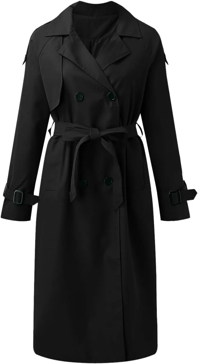Ladies Mid Length Casual Versatile Trench Coat Western Jacket Business Bright Coats Baggy Comfortable Luxury