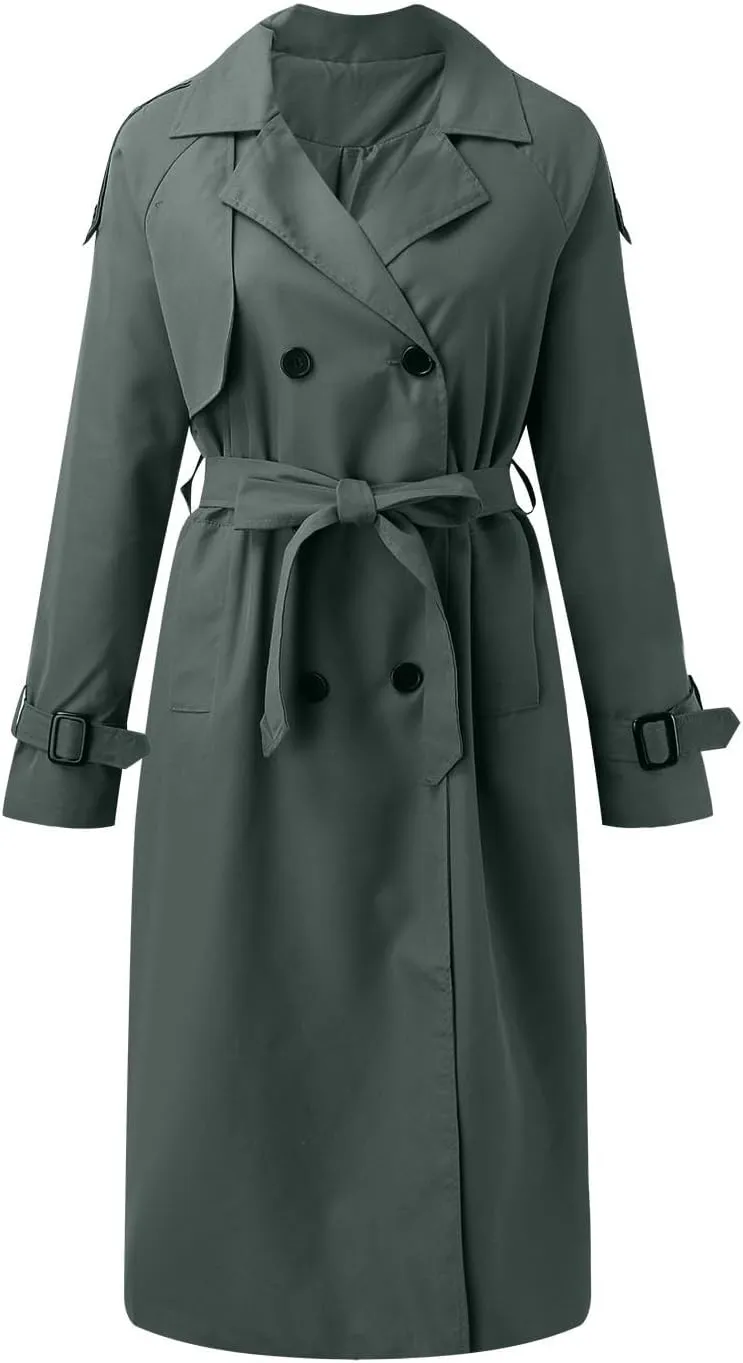Ladies Mid Length Casual Versatile Trench Coat Western Jacket Business Bright Coats Baggy Comfortable Luxury