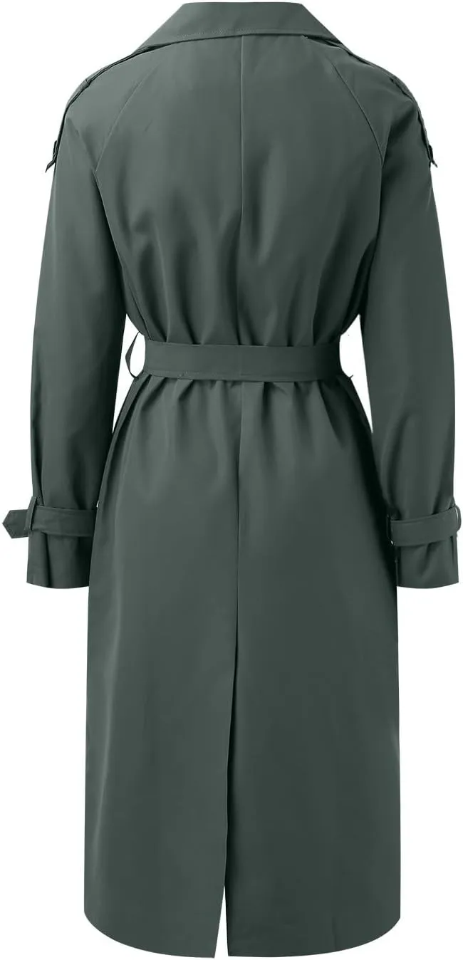 Ladies Mid Length Casual Versatile Trench Coat Western Jacket Business Bright Coats Baggy Comfortable Luxury