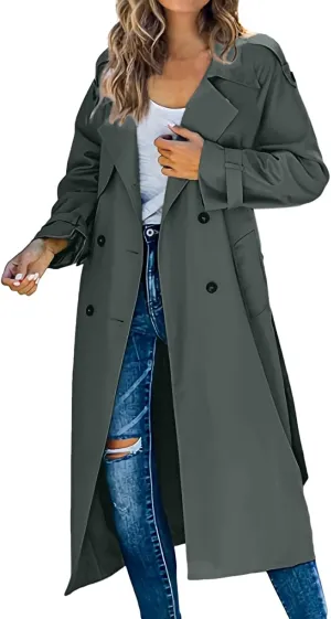 Ladies Mid Length Casual Versatile Trench Coat Western Jacket Business Bright Coats Baggy Comfortable Luxury
