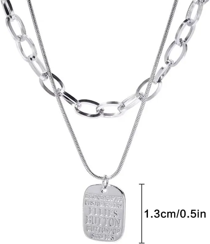 Layered Chain Necklaces for Women - Cubic Zirconia Rhinestone Pendant Necklace, Trendy Statement Fashion Jewelry, Adjustable Length Neck Chain Choker Necklace for Women